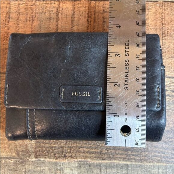 FOSSIL Leather BLACK Multifunction ELLIS Modified Tri-Fold Card Coin WALLET - Picture 10 of 10